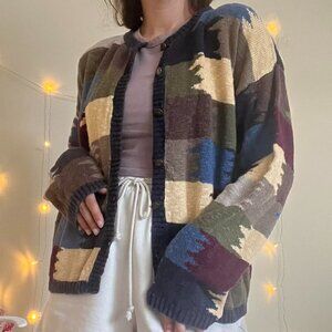 Adorable color blocked vintage cardigan